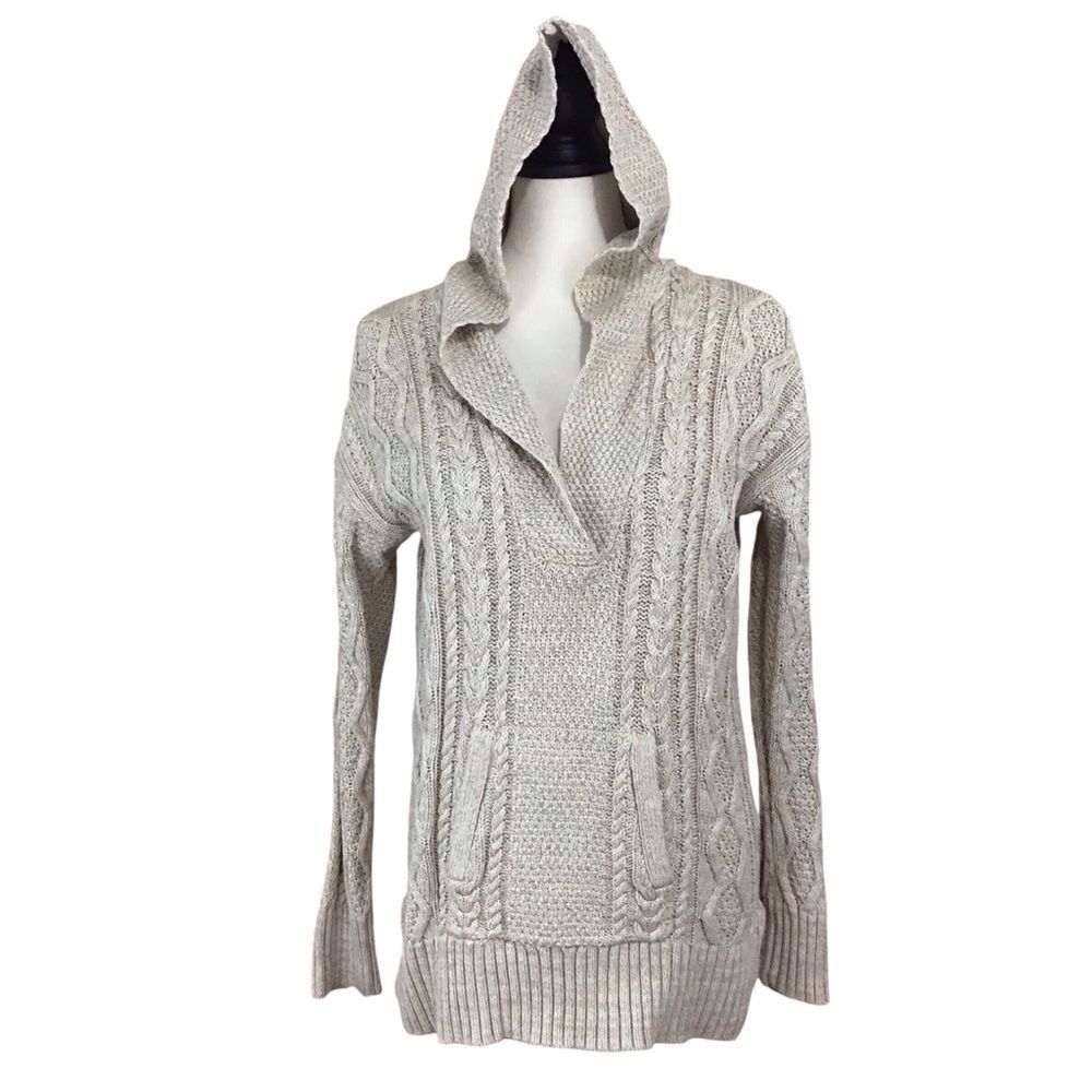 LRL Lauren Ralph Lauren Cream Cable Knit Hooded Sweater M